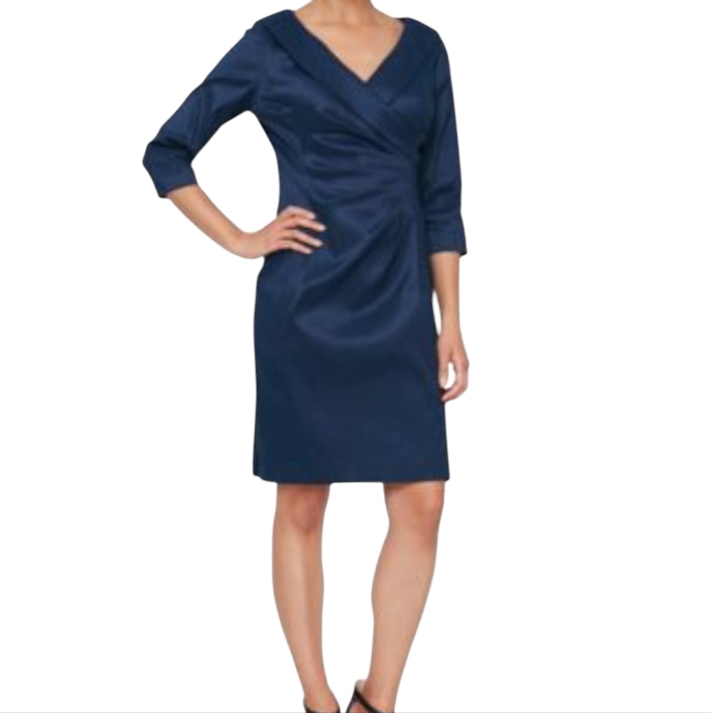 Alex Evenings Taffeta Sheath Cocktail Dress In  Blue ...Size 14